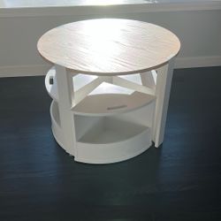 Crate and Barrel Nesting White and Natural Wood Kids Play Table, Chairs with Storage