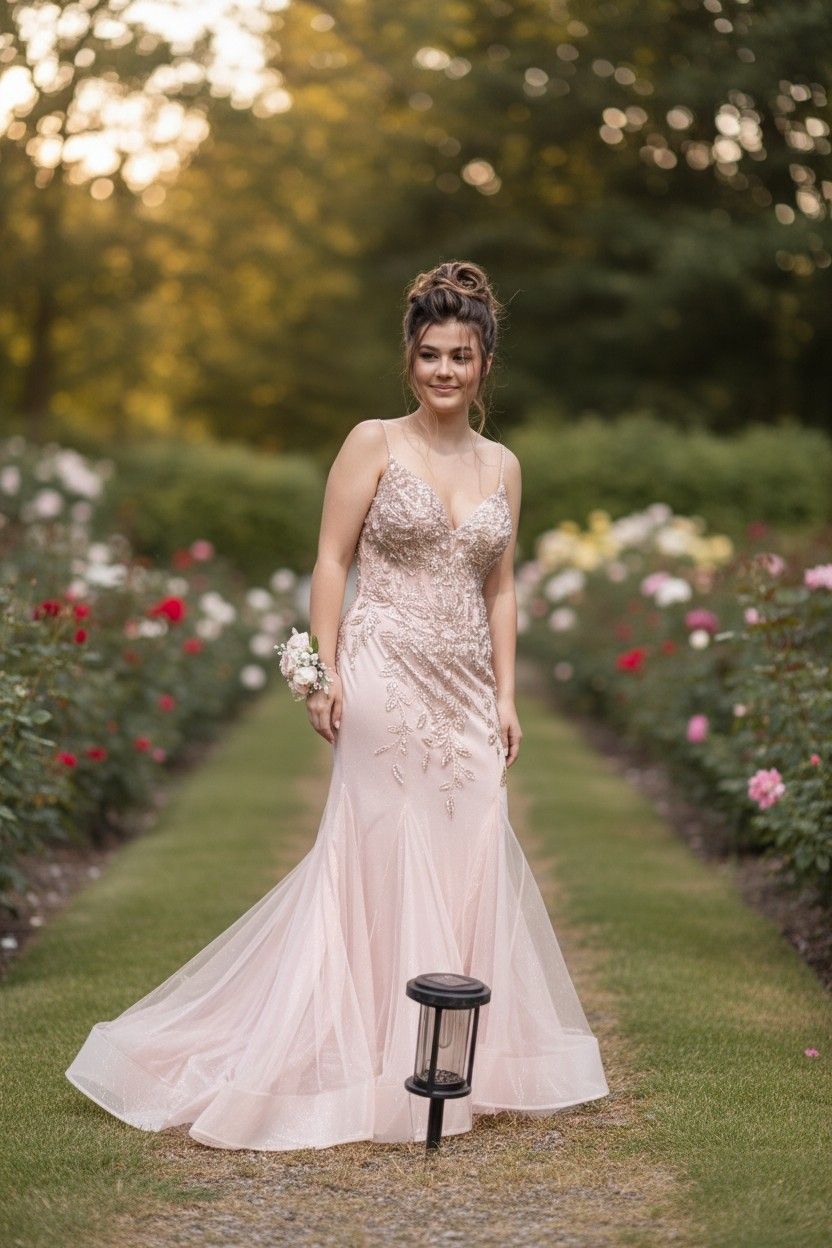 strapless open back dress Pink Floral Prom Dresses Spaghetti Strap Formal Dresses 21154  vigocouture