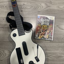 Wireless Guitar With Strap And Guitar Hero Aerosmith For Nintendo Wii-Tested 