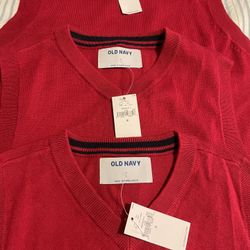 Sleeveless Red V-neck Cardigan 