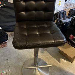 Brown Leather High Top Chair