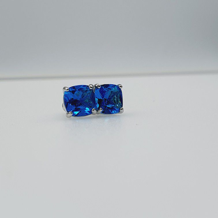 "Classic Square Stud Earrings Blue CZ Earrings For Women, HA4276

