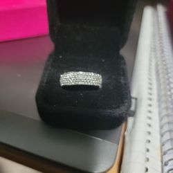 Sterling Silver White Sapphire Band Stones Go All Way Around