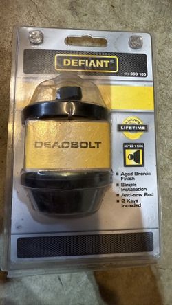 🔒 Durable and reliable Defiant Deadbolt 📦 Condition: brand new, sealed  ✅ Aged Bronze Finish ✅ Easy installation ✅ Anti-saw rod for extra security ✅