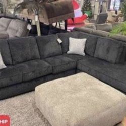 New Dark Blue Or Silver Gray Ashley Brand Sectional Sofa Couch *Ottoman Sold Separately* 
