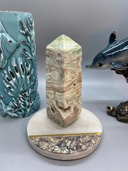 300 Gram Caribbean Pistachio Calcite Stone Tower Crystal Specimen