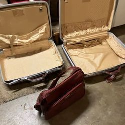 Vintage Red Samsonite Luggage Set • Mid-Century Travel • 3-Piece