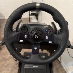 Logitech G920 Racing Wheel + Shifter + Stand With Gaming Chair (Like New, Xbox/PC)