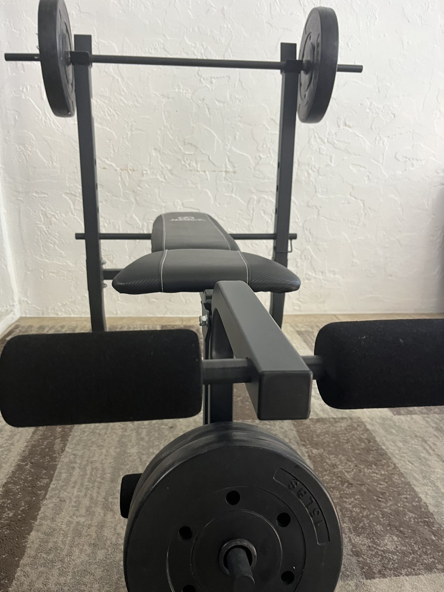 Marcy Weight Bench with Barbell & Weights – Good Condition