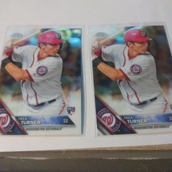 2016 Topps Chrome Trea Turner Rookie Baseball Card Lot Of 2