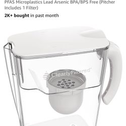 Clearly Filtered No.1 Filtered Water Pitcher/Updated Model/Targets 365+ Contaminants e.g. Fluoride Chlorine PFAS Microplastics Lead Arsenic BPA/BPS Fr
