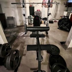 Weight Bench, Bar, Weights