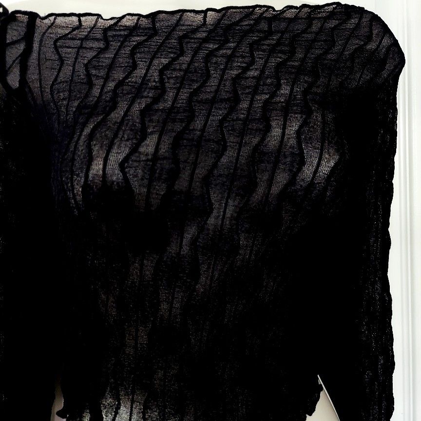 Shein Black sheer mesh crop top new size large stretchy