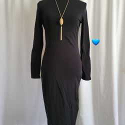 otton High Neck Solid Bodycon Dress  Black, Large, Small, Xs Available NEW.
