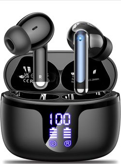 Wireless Earbuds Bluetooth 5.4 Headphones HiFi Stereo 42H Playback in Ear with 4 ENC Noise Cancelling Mic, IPX7 waterproof and LED battery display scr