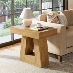 Tribesigns 2-Tier Modern Nightstand, Wooden Bedside Table with Trapezoid Base, End Table, Natural 🌱