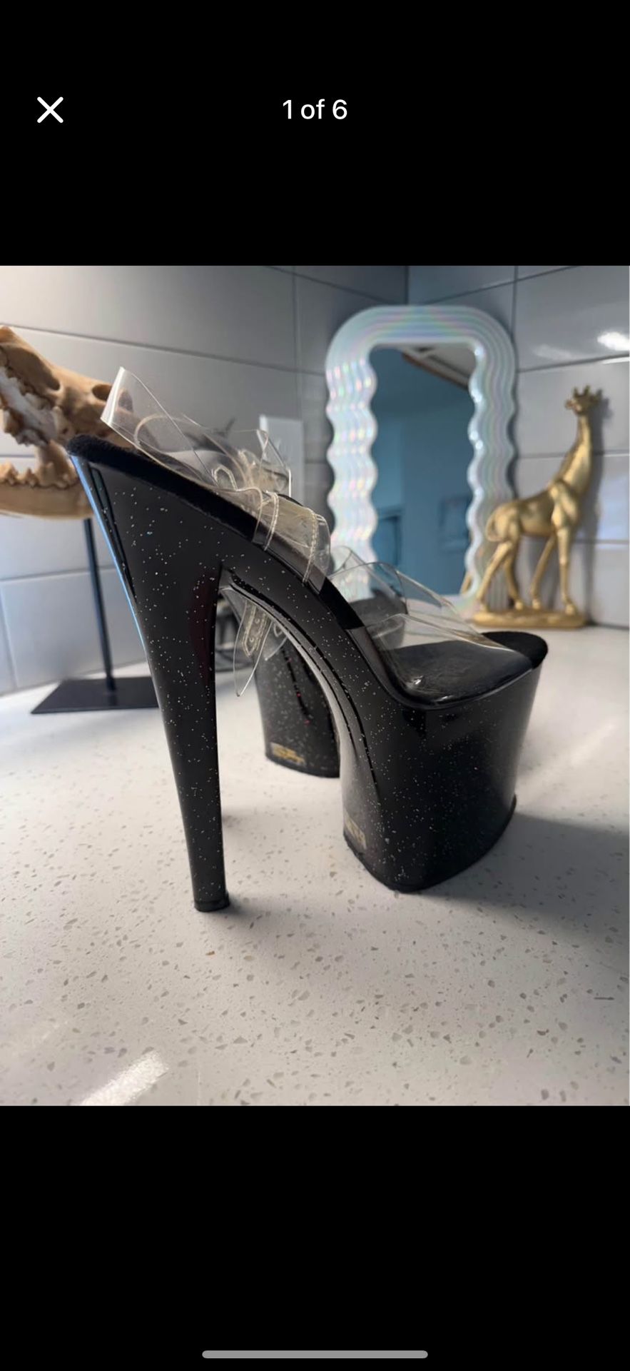 Pleaser Black Glitter Heels
