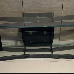 3 Glass shelves tv stand table with four pass through holes for cords … $100