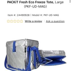 Food Cooler PACKiT Fresh Eco Freeze Tote, Large  (NEW)