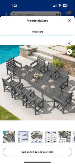 New in box SERWALL 9-Piece Outdoor Dining Set with Expandable Patio Dining Table and 8 Chairs, 60–83 Inch All-Weather HDPE Patio Furniture Sets for Ba