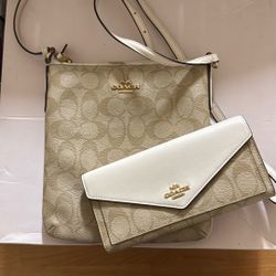 Coach Khaki Wallet & Cross Body Purse