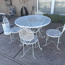 Wrought Iron Ice Cream Style Patio Set With 36” Table 