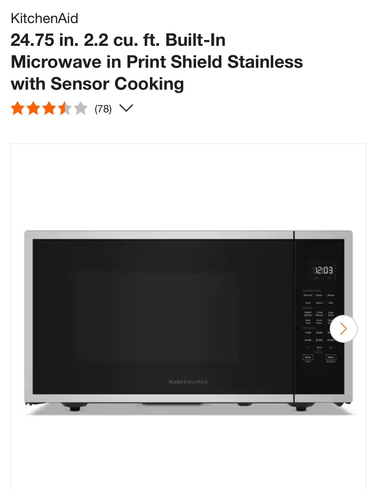 KitchenAid Built-In Microwave