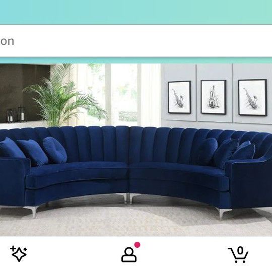 New Sectional Sofa Velvet Blue