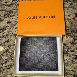 Louis Vuitton Black Leather Checkered Wallet