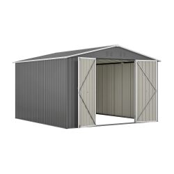 10 x 10 FT Outdoor Storage Shed, Large Metal Tool Sheds with Updated Frame Structure and Lockable Doors, Garden Shed for Backyard Garden Patio Lawn, G