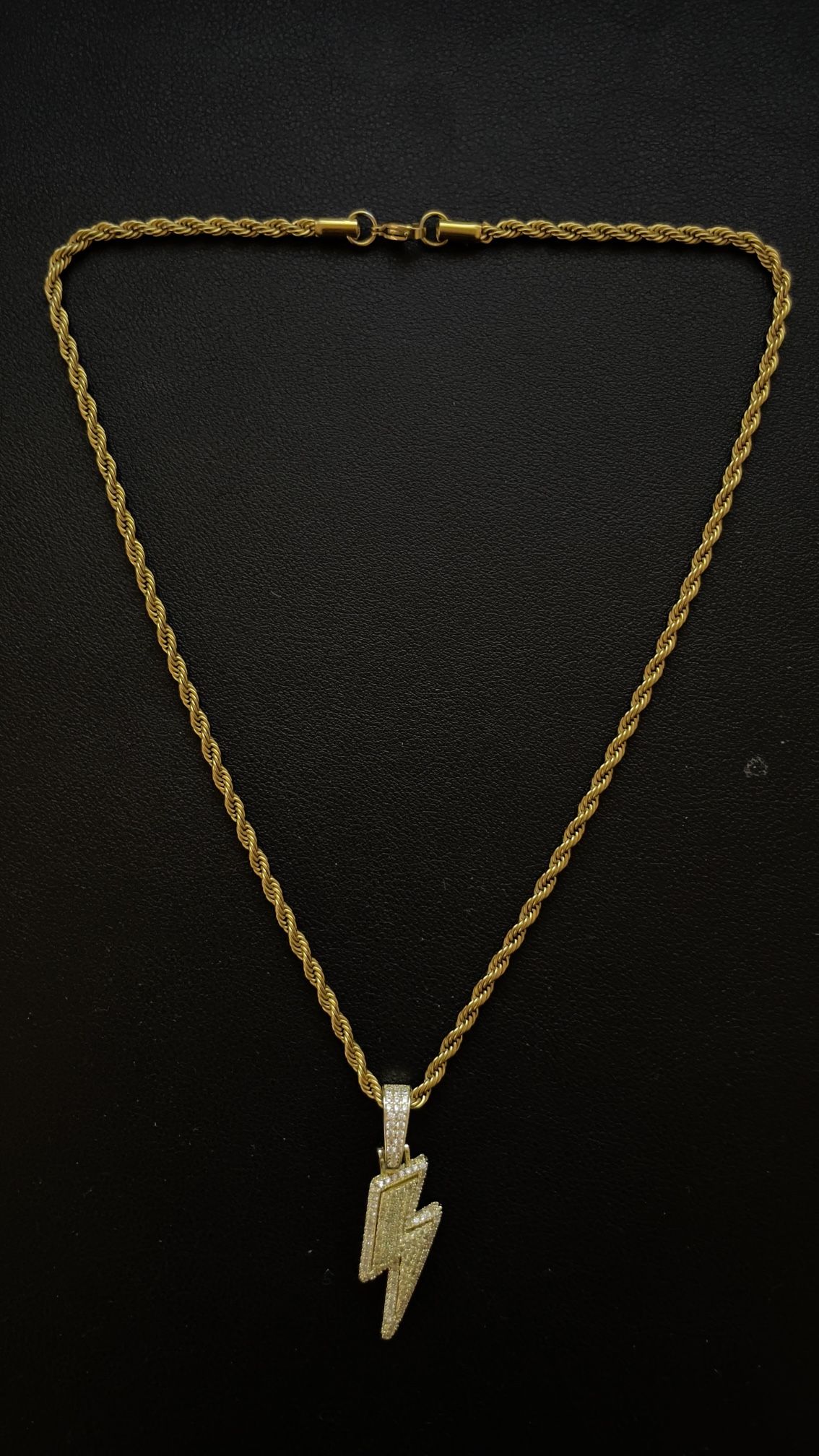 Lobos Lightning Pendant with Rope Chain