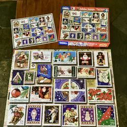 White Mountain Puzzles Holiday Christmas US Stamps Jigsaw Puzzle 