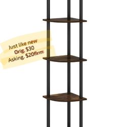 Corner Shelf, Dark Amber & Blck