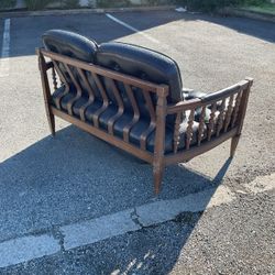 Vintage 60s/70s Sears Leather Bench Sofa
