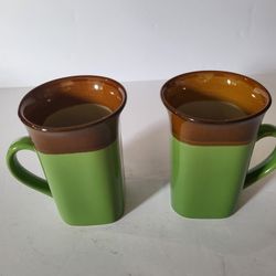 Royal Norfolk Coffee Mug 2 PC Set Green & Brown 
