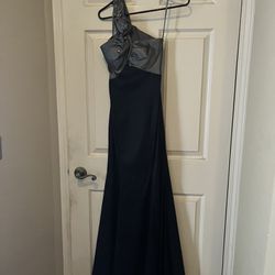 Black / Metallic Grey Long Dress