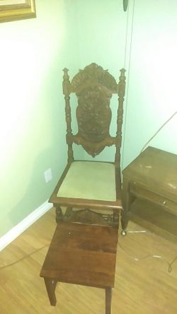 Old vintage chair with table stool