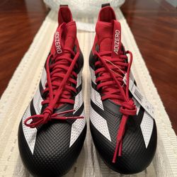 Men’s Adidas Adizero Impact 2 Fotball Cleats Black/White/Team Power Red- Sz 15