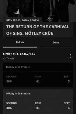 Mötley Crüe Los Angeles ticket