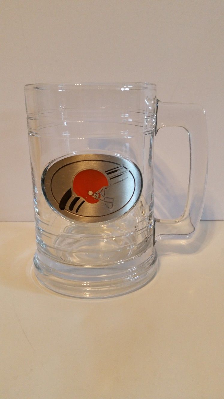 Glass Stein With Browns Helmet