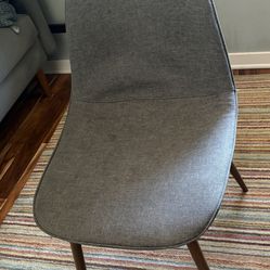 Pair of Mid-Century Modern Upholstered Chairs - Gray/Walnut