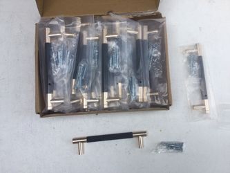 (30 Pcs) Kitchen Bathroom Cabinet Grab Handles. Drawer Pull Handle. (gold & Black) 6-1/4” Length, 5” On Center Hole.