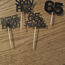 Cupcake 65 Th Birthday Toppers 