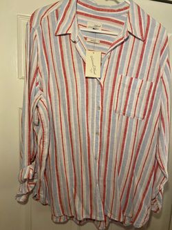 Universal Thread Striped Button-Down Shirt