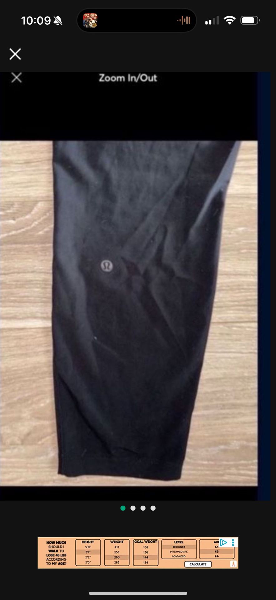 WOMENS LULULEMON SIZE 6 PANTS BLACK DRAWSTRING WAIST & POCKETS LIGHT WEIGHT