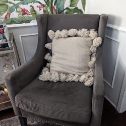 Grey Performance Velvet Button-tufted Armchair 