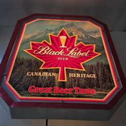 Vintage Black Label Beer Canadian Heritage Light Up Wall Hanging Bar Sign.