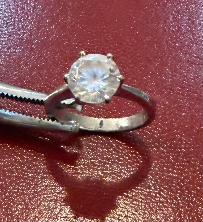 1 ct round CZ silver plated Solitaire faux Engagement Ring