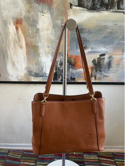 Kate Spade Triple Compartment Shoulder HandBag Warm Gingerbread Brown Leather Purse