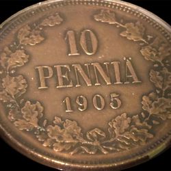 10 Pennia 1905 Russian Empire, Antique Coin